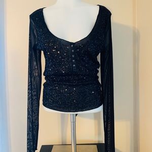 Ralph Lauren Black Sequin Top size medium